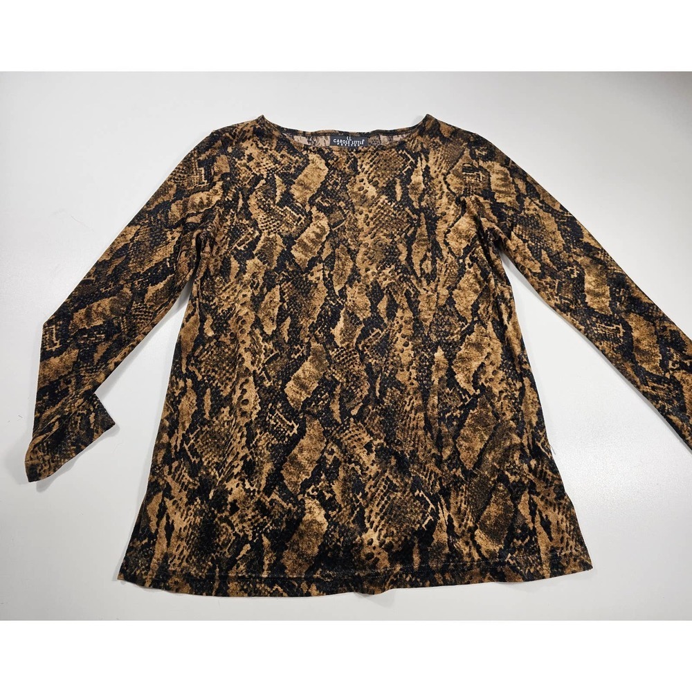 Carole little petite small PS animal print velour soft blouse career casual - Picture 4 of 7